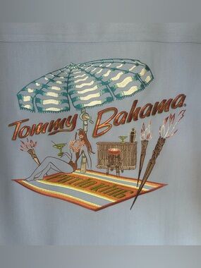 Tommy Bahama Silk Hawaiian Shirt Mens L Patio King Embroidered Bikini Cocktail